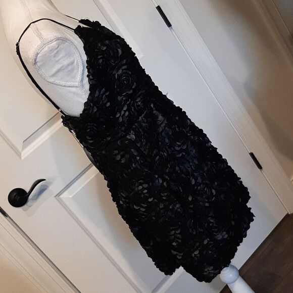 Alpha Omega Black Floral Mini Dress with Adjustable Straps NWT - Picture 5 of 16
